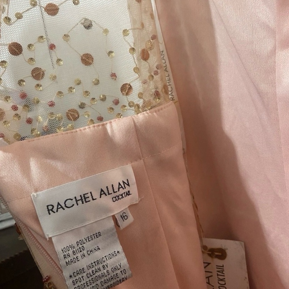 Rachel Allan Cocktail Size 16 Pink Gold Beaded Homecoming Party Dance Mini Dress - Picture 13 of 13